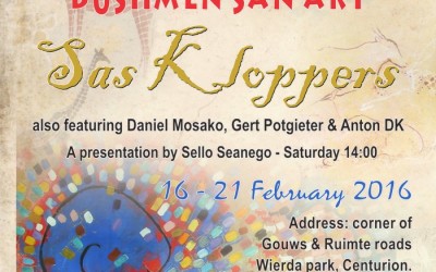 ELNO ARTS invite: Folklore Fantasy Bushmen SAN Art & Books on SA Artist’s – Sas Kloppers 16 – 21 Feb 2016 in Centurion